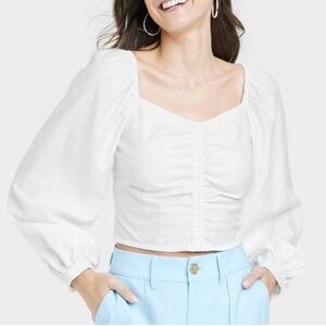 A New Day Smocked Crop Shirt